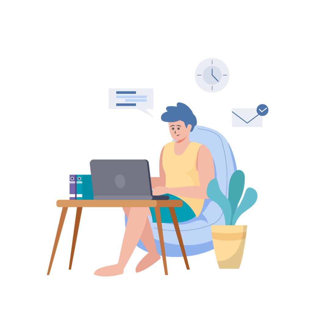 cartoon man with a laptop